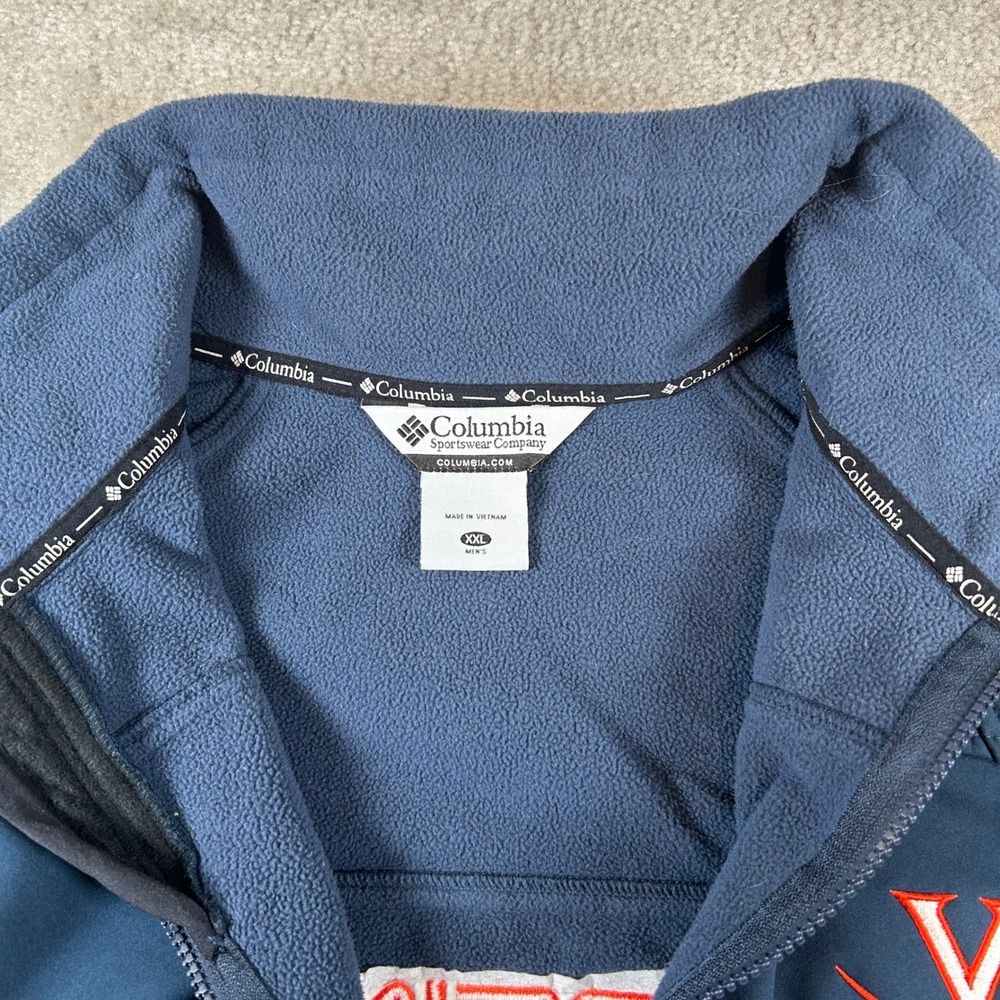 Columbia Softshell Jacket Mens XXL Navy Blue UVA Cavaliers Full Zip Virginia - Picture 5 of 15
